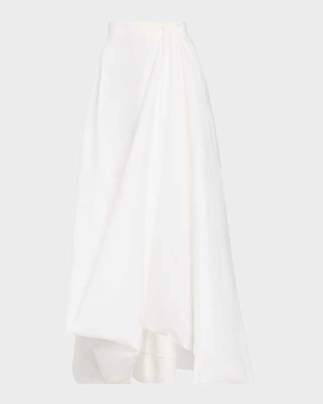 Long Bubble Hem Cotton Poplin Skirt